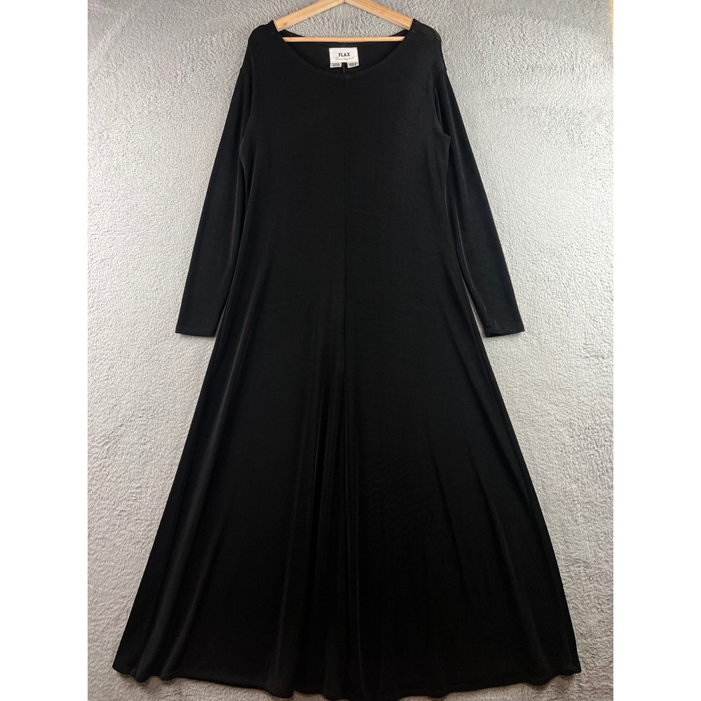 Flax by Jeanne Engelhart Black Long Sleeve Maxi Dress Oversized Medium